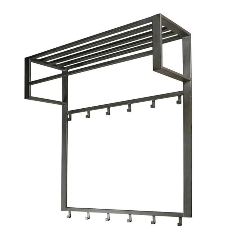 Industriële Kapstok Milano Metaal 2x6 Haken - 30x80x89 Cm - Metaal - Grijs