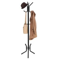 ACAZA Staande Kapstok - Moderne Look - 12 Haken - 49x176x49 Cm - Zwart