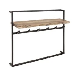 Industriële Kapstok Naomi 12 Haken Acaciahout Metaal 30x100x80 Cm Hout