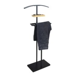 MISOU Dressboy Kledingstandaard Kledinghouder Zwart 114 Cm Bamboe En Metaal